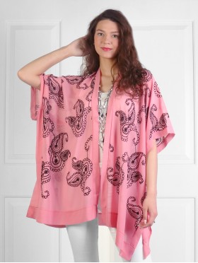 Black And White Paisley Embroidery Kimono